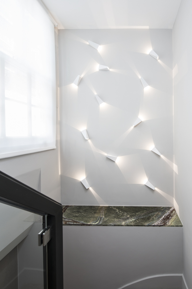 decorative lighting feature in stairway