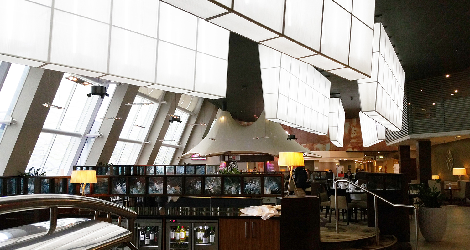 Europe's largest lampshades for the elegant Mariner Restaurant in the Crowne Plaza