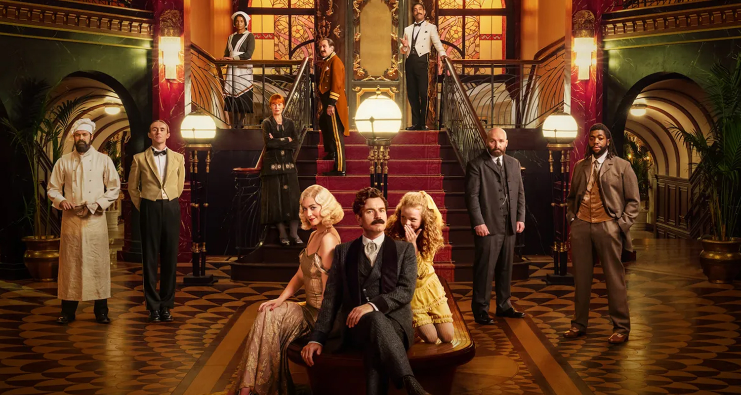 Globe floor lamps and crystal column wall lights on the set of A Gentleman in Moscow.  