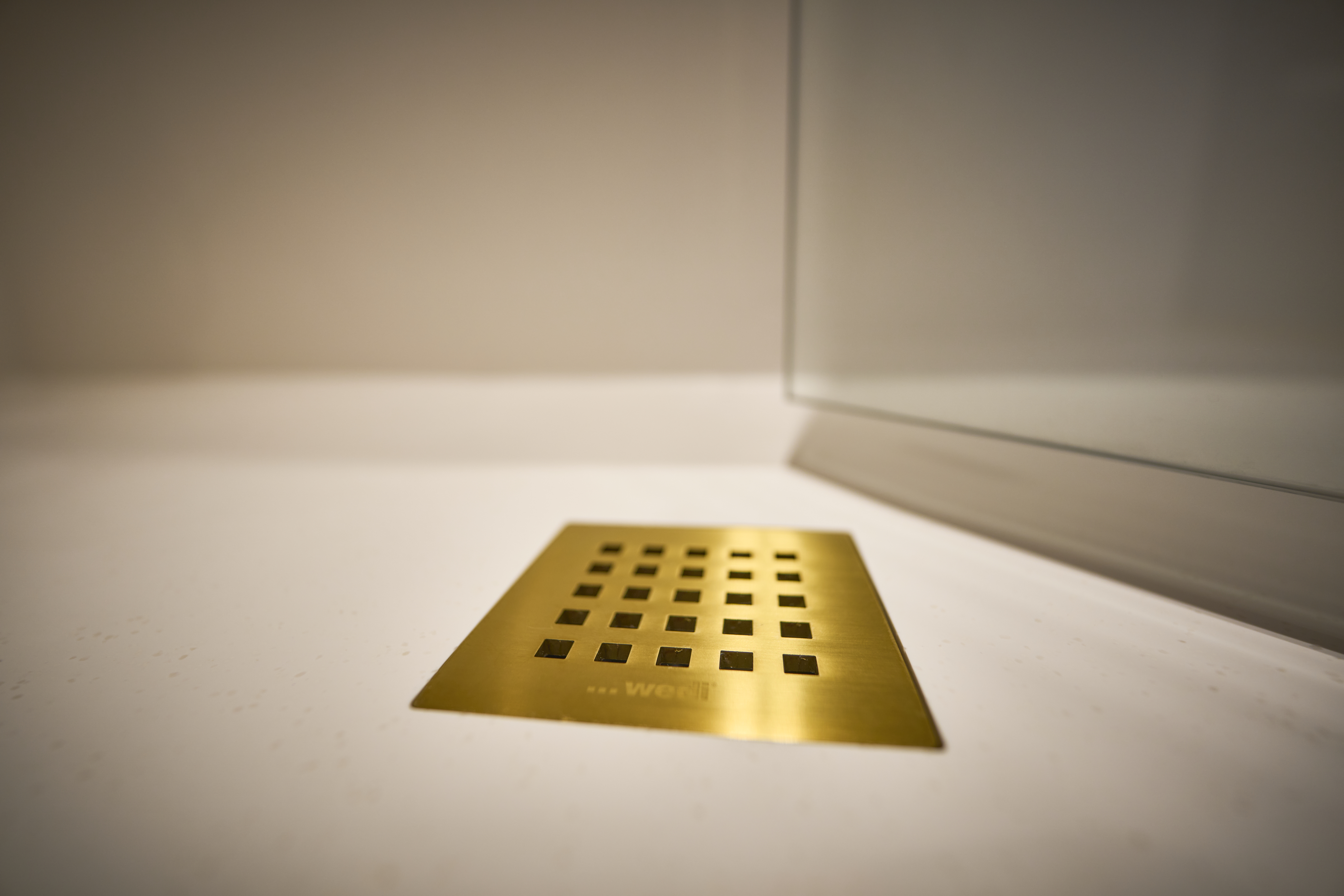 close up picture of the new golden drain 