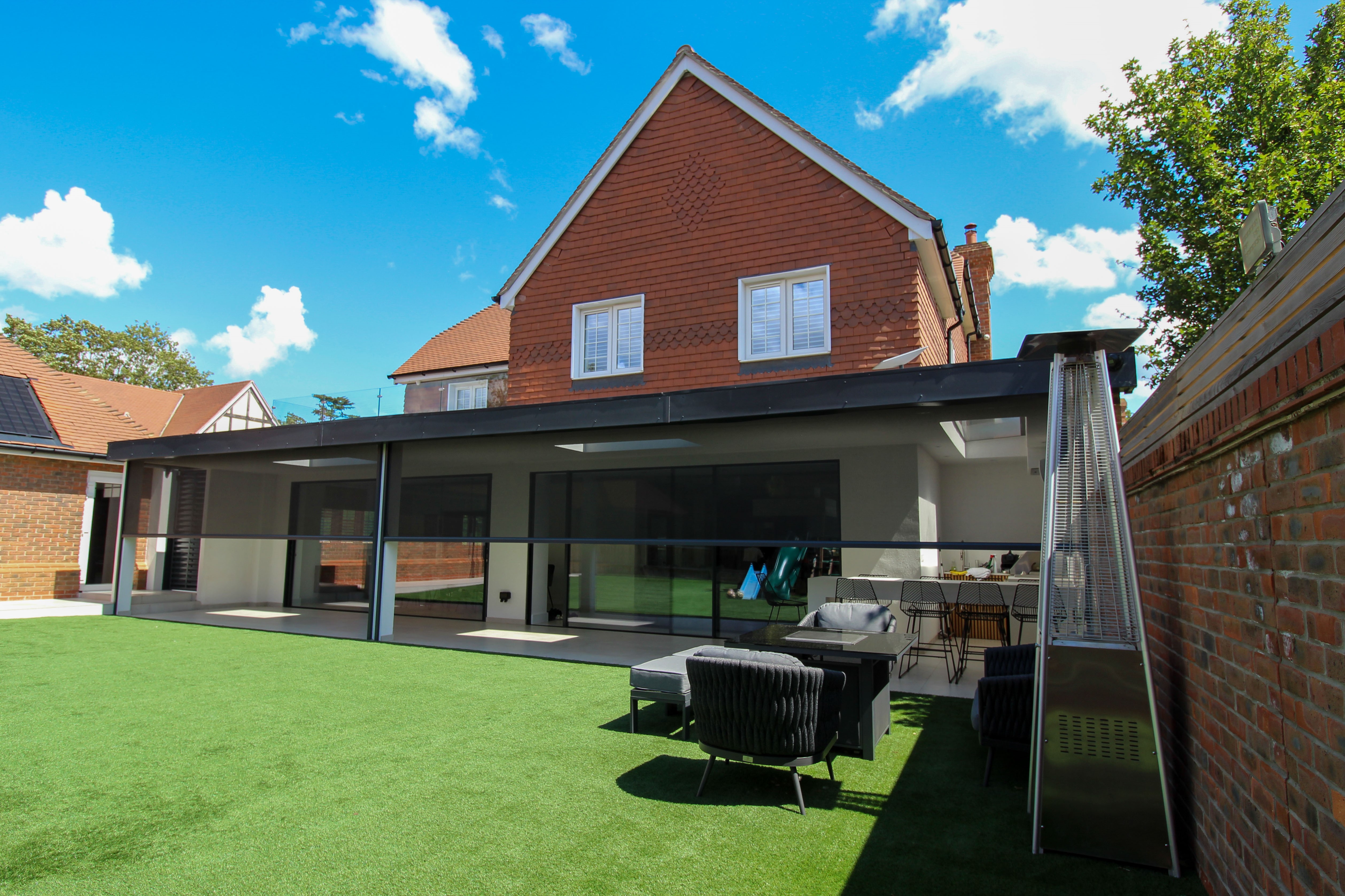 Natural light filtered by solar screens, enhancing comfort in a modern home