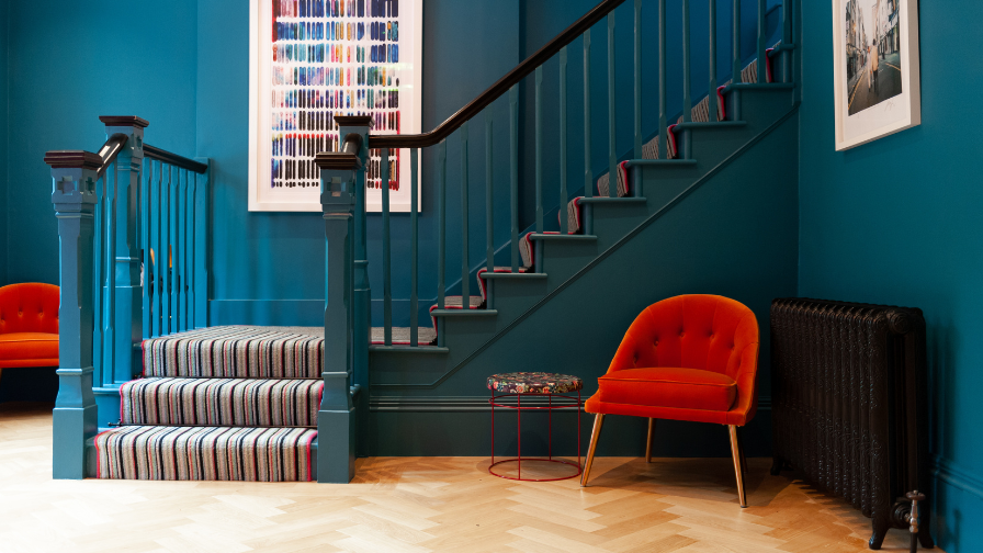 Lion and Unicorn interior design staircase  blue 