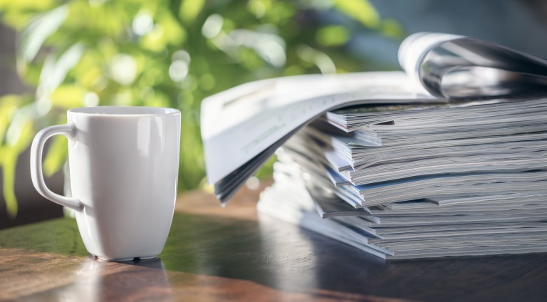 Magazines on table