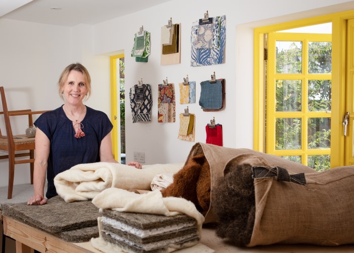 woman with a selection of wool