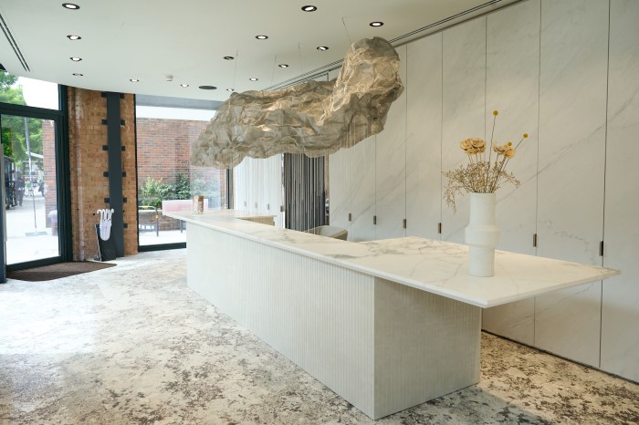 Art above the reception desk.