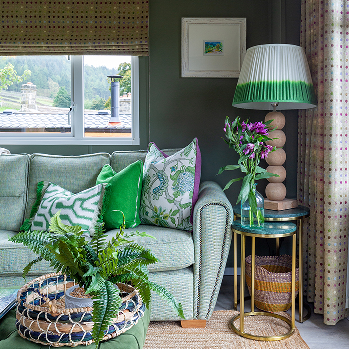 Green themed living room