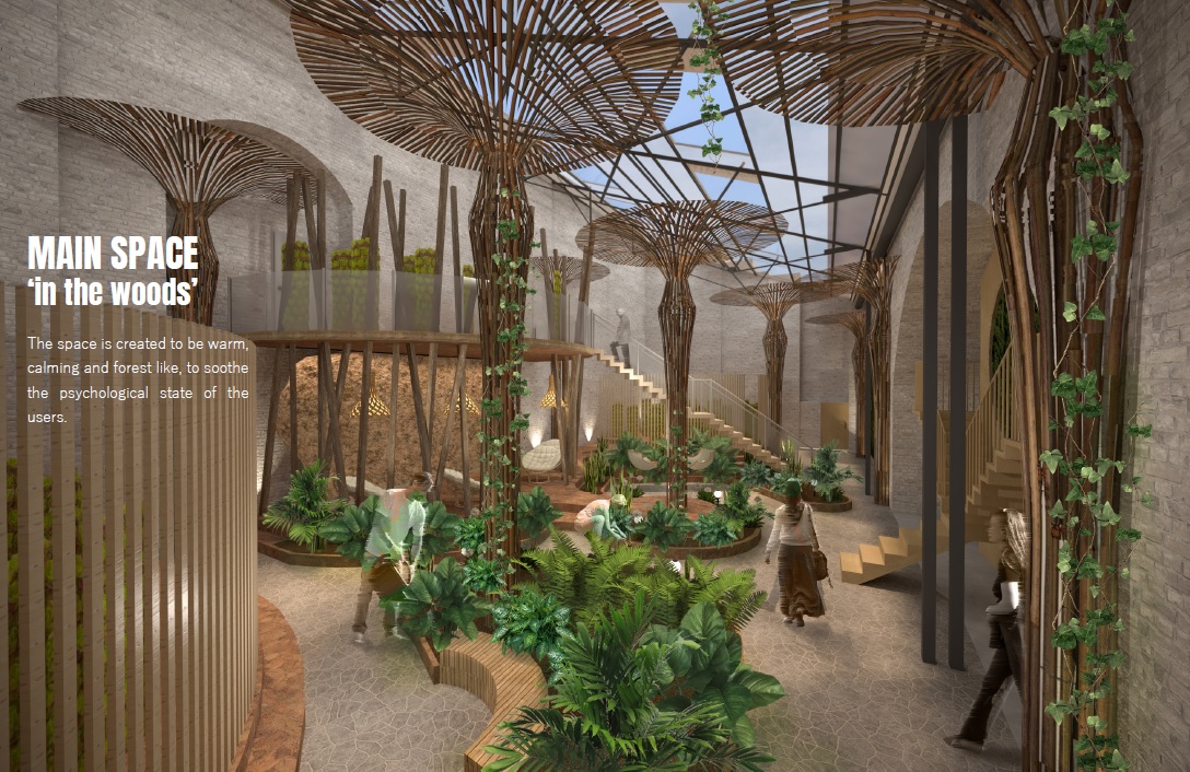 courtyard area with plants