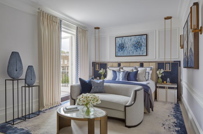 Bedroom with sculptures