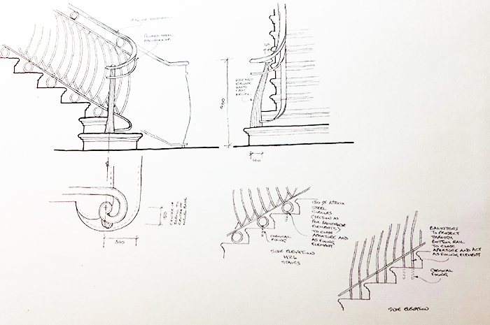 Bespoke staircase plan and elevations