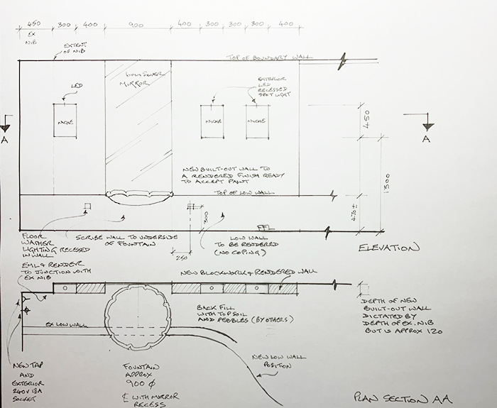 Garden Courtyard Plan and Elevation