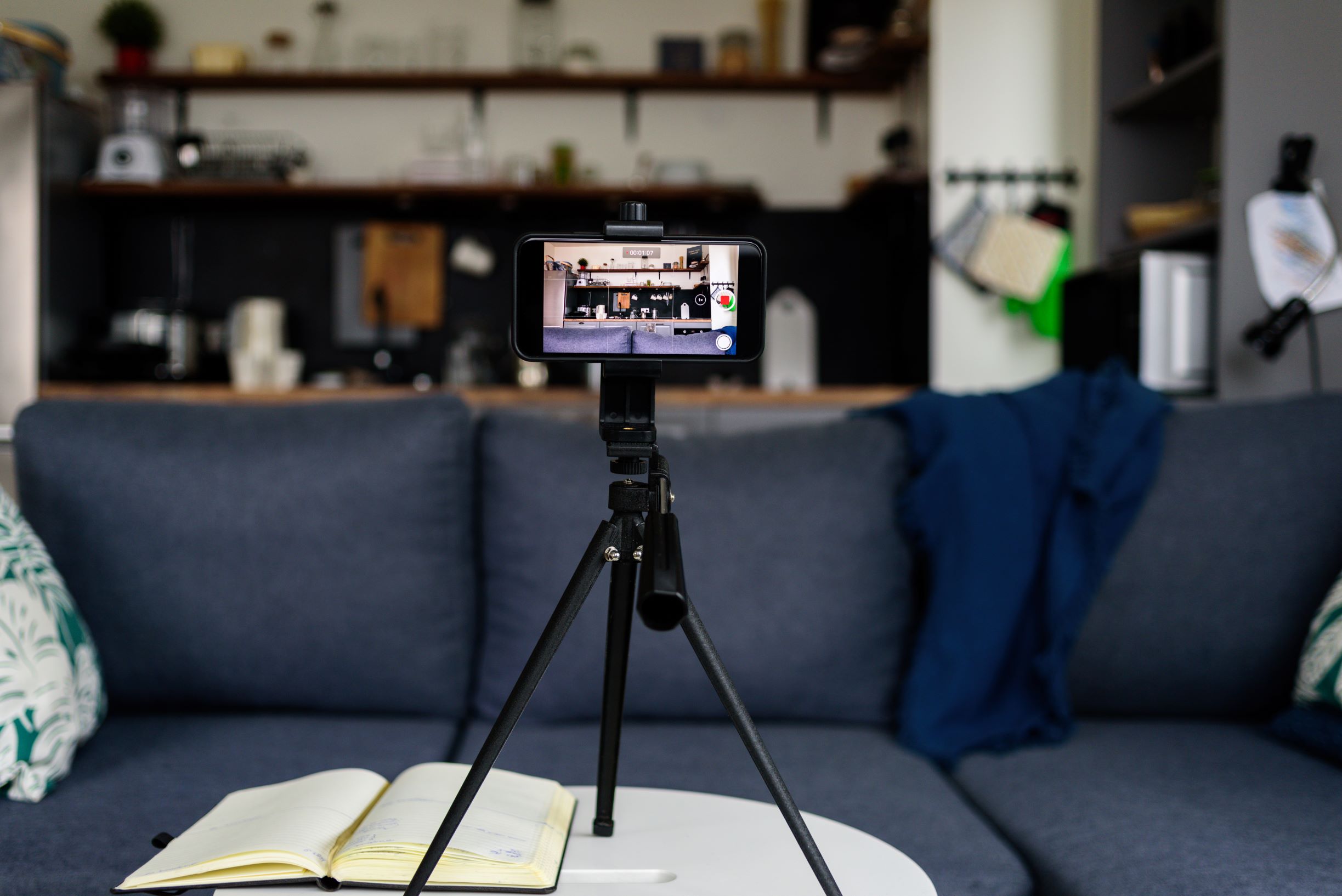 smartphone on tripod