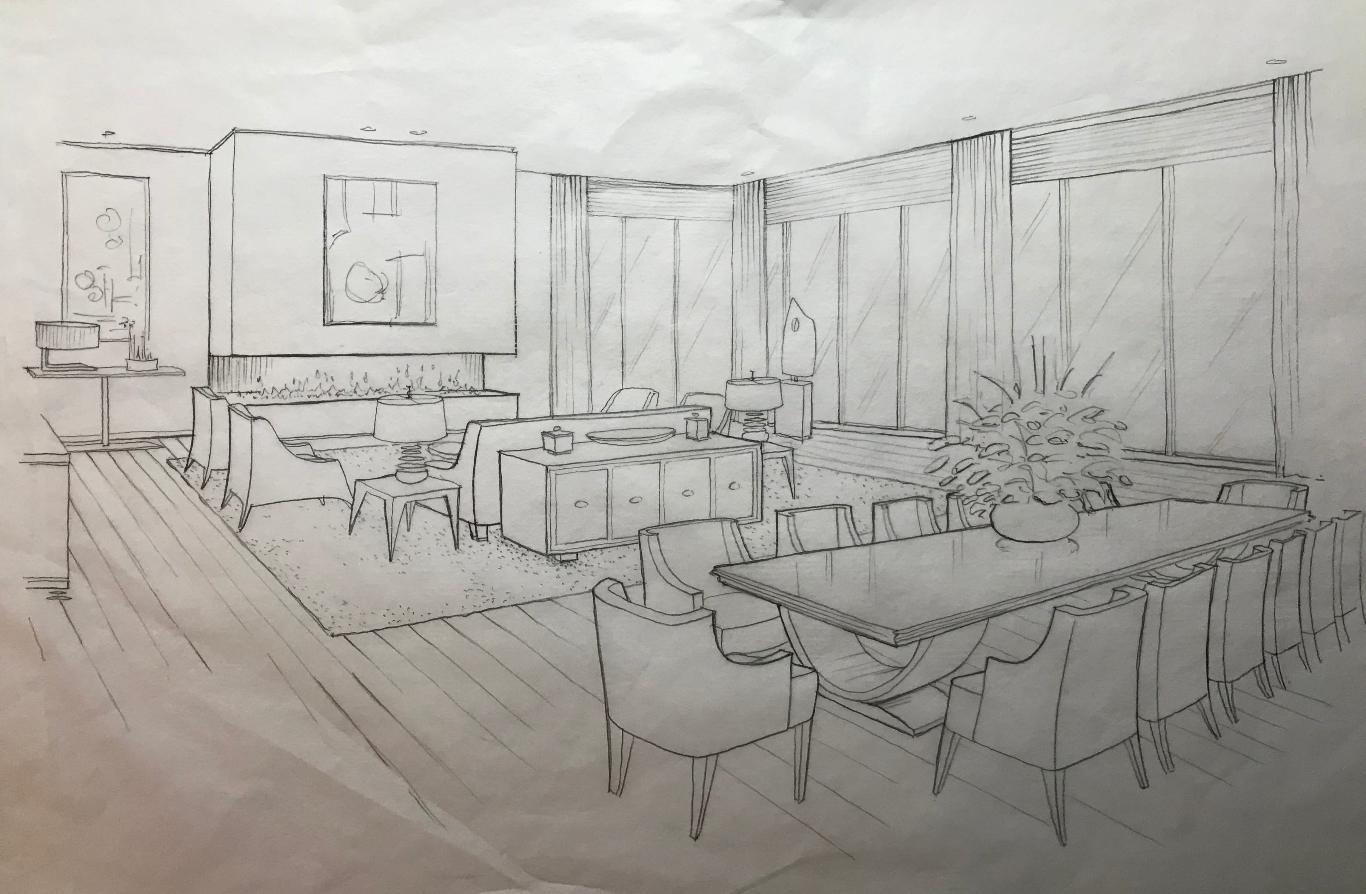 Villa living area sketch