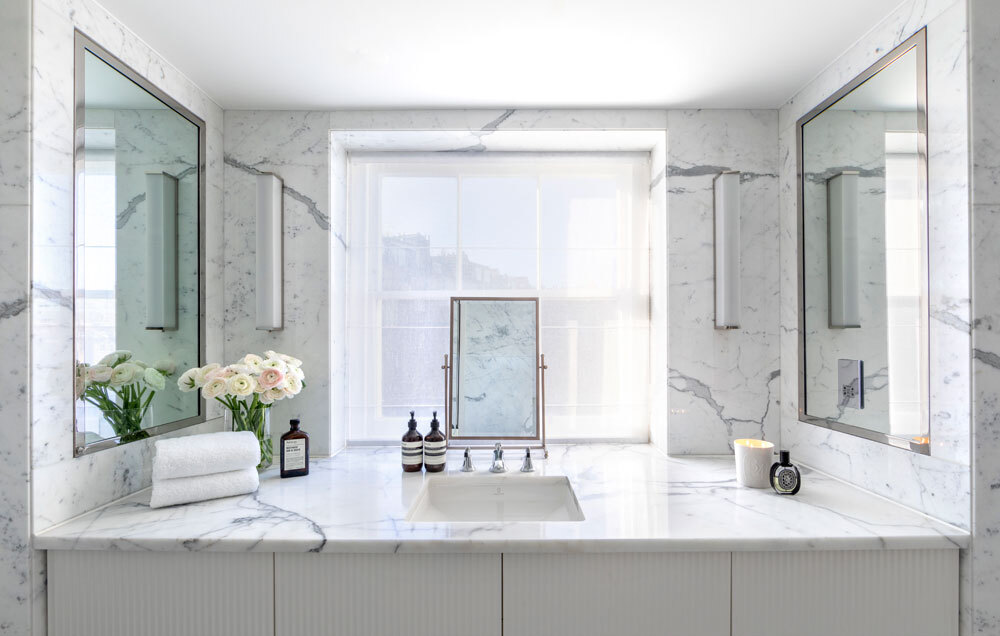 Bathroom with bright lighting