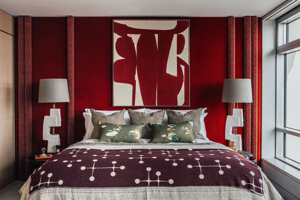 Bed with artwork above
