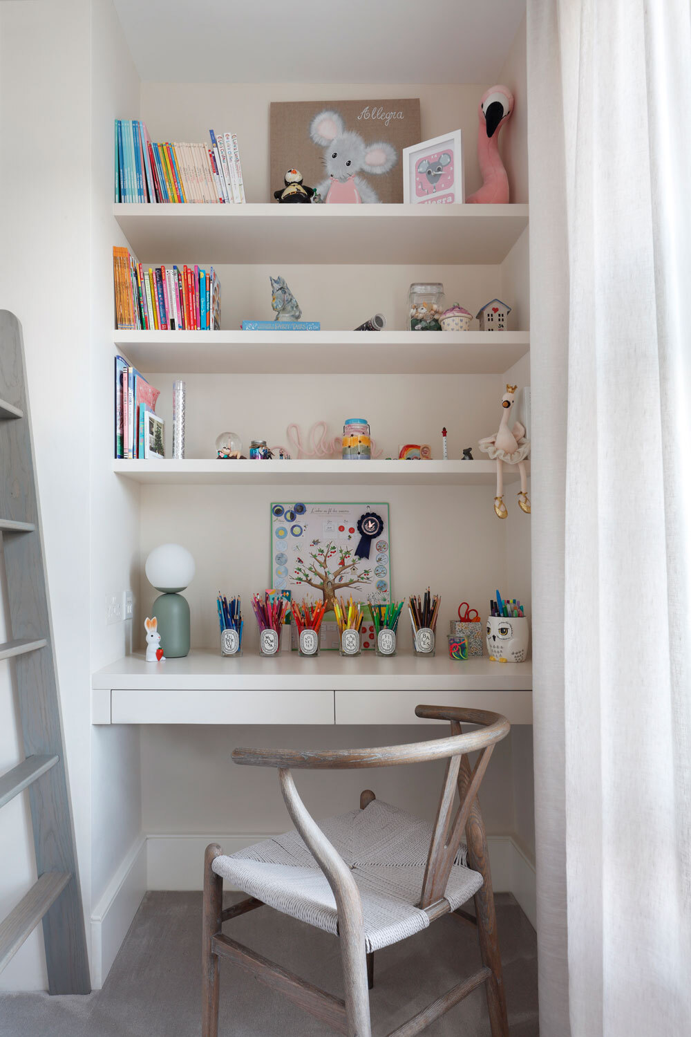 Bookshelf storing childrens books and toys