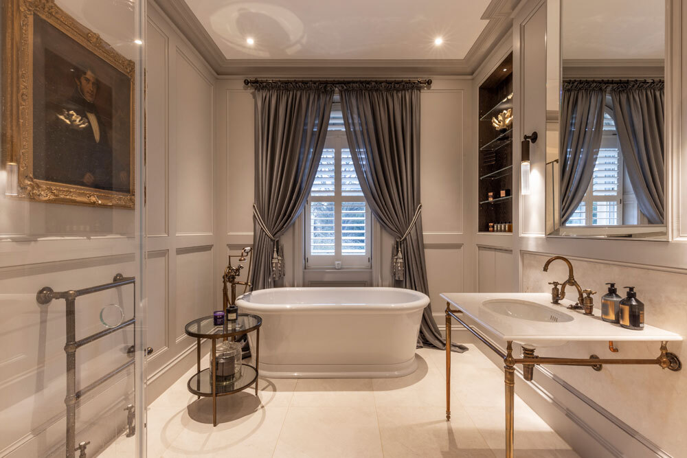 Bathroom with bright lighting