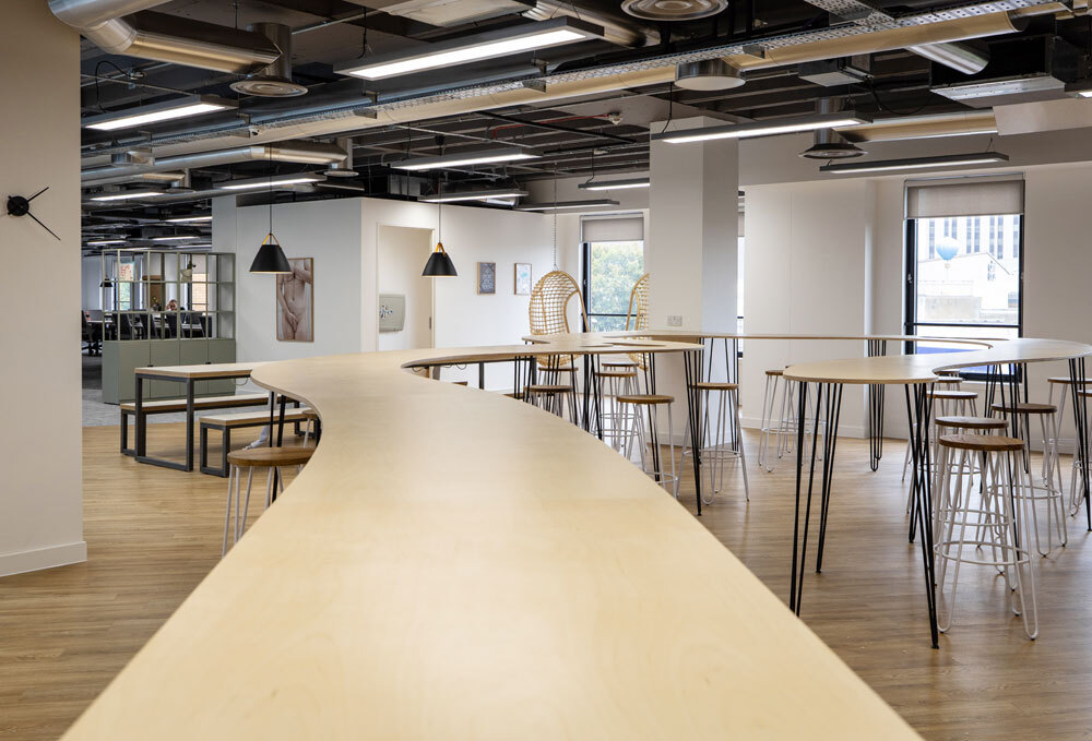 Meeting space with long tables