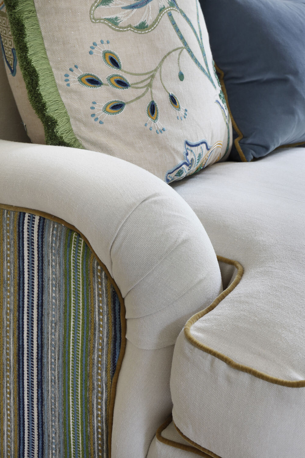 Close up of printed sofa