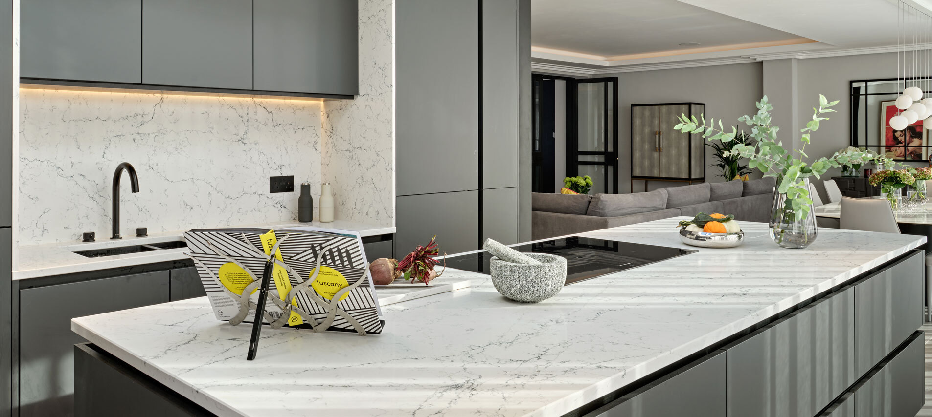 Kitchen with marble worktop