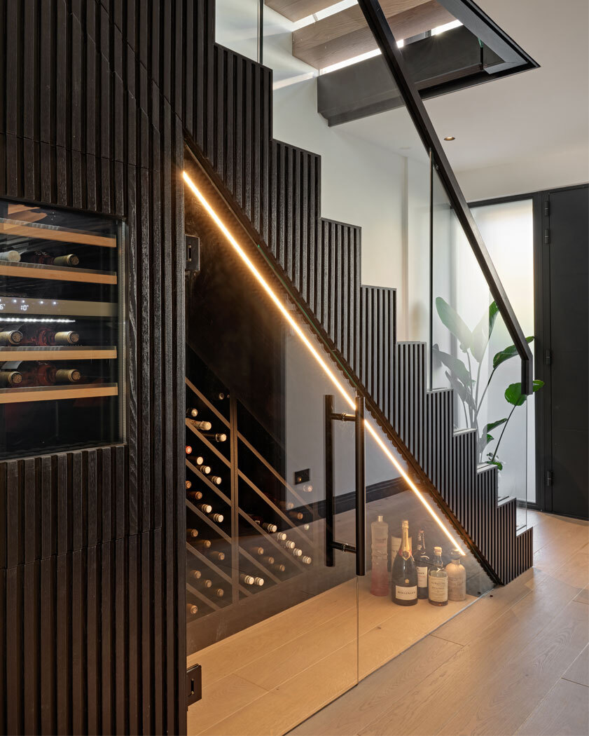 Staircase with winerack under