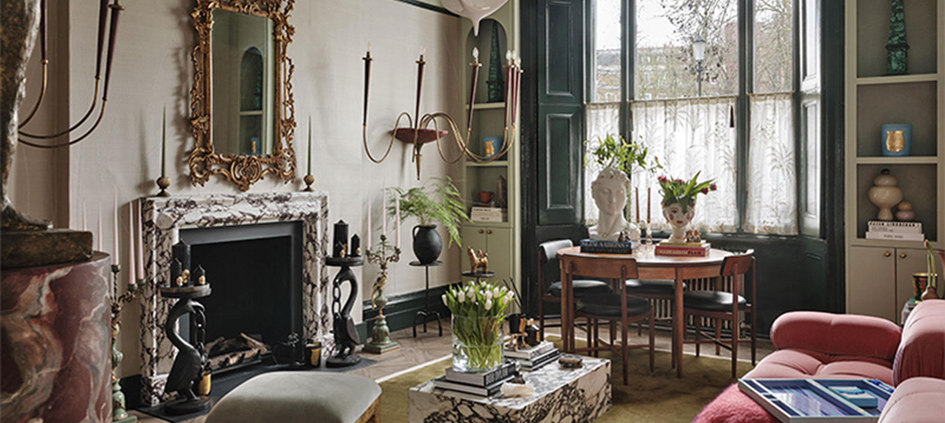 Living room with fireplace