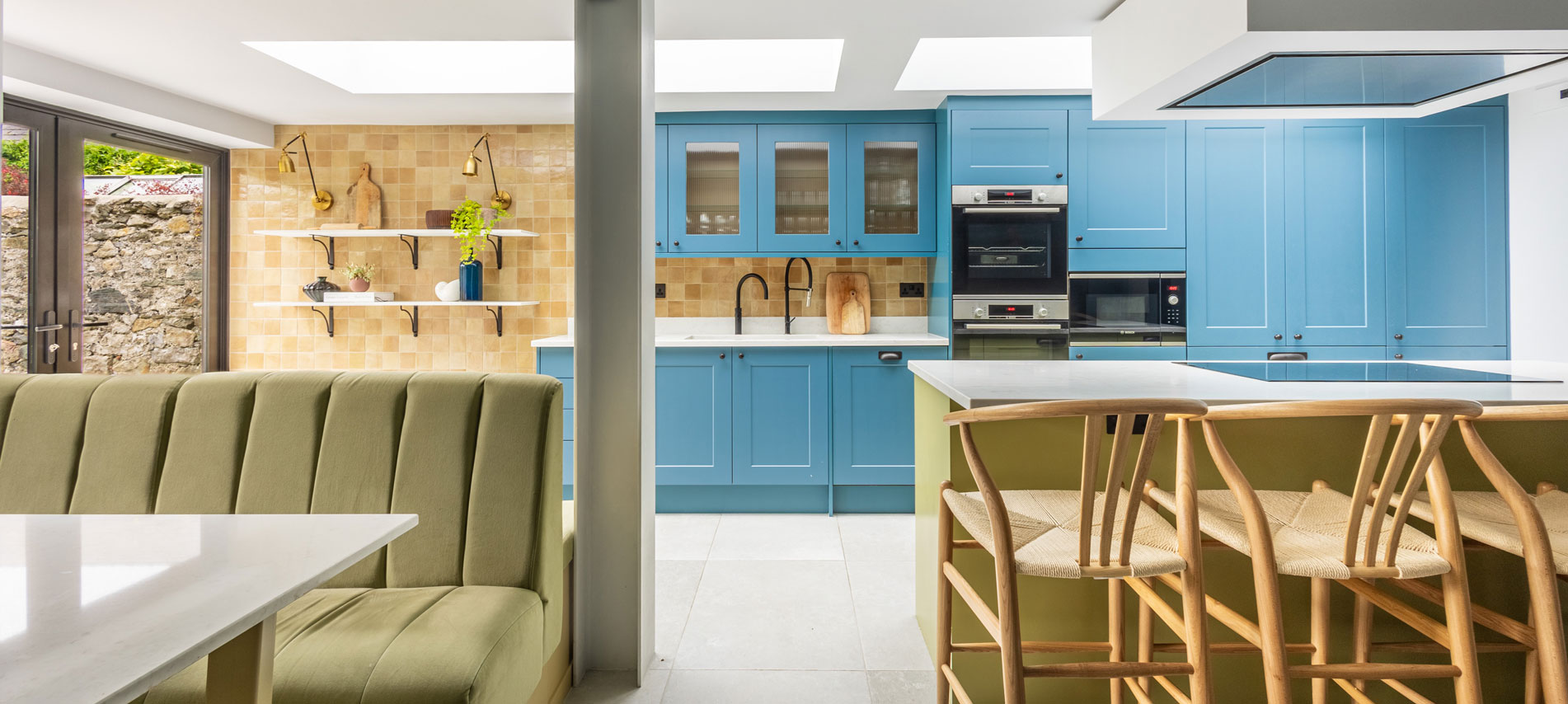 kitchen with seating areas