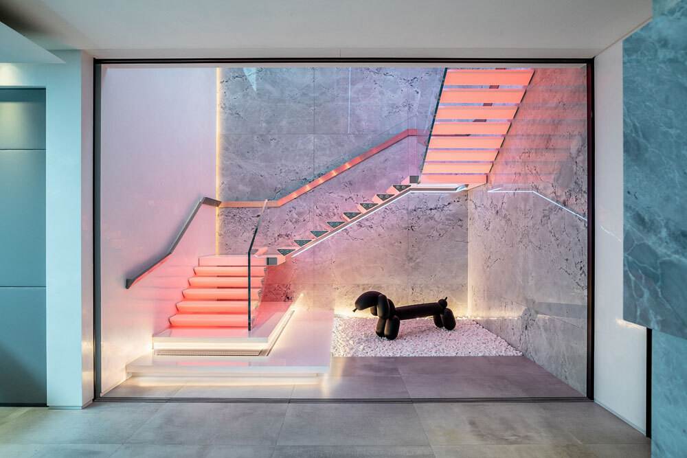 Staircase with ornament under