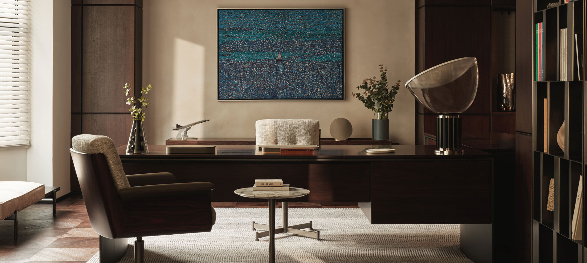 Office room with large desk