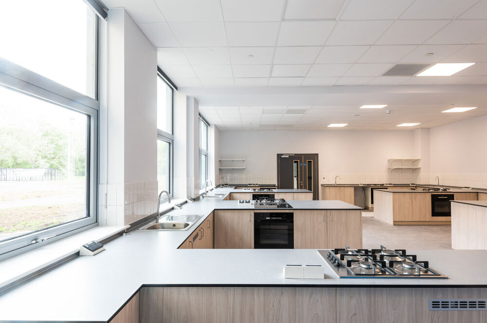 Kitchen space with multiple kitchens for teaching