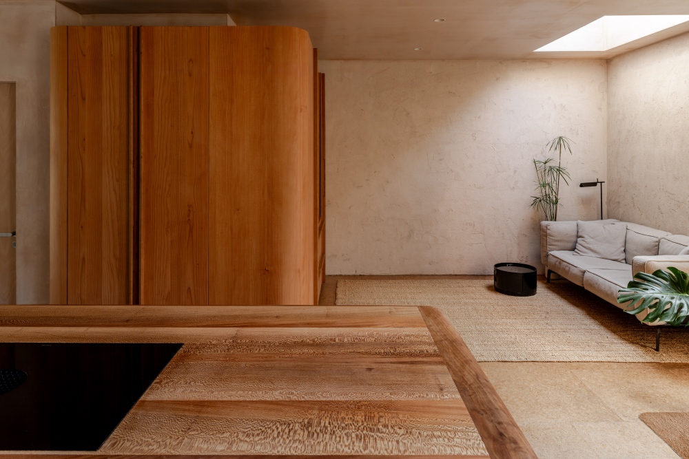 Sofa and wooden surface