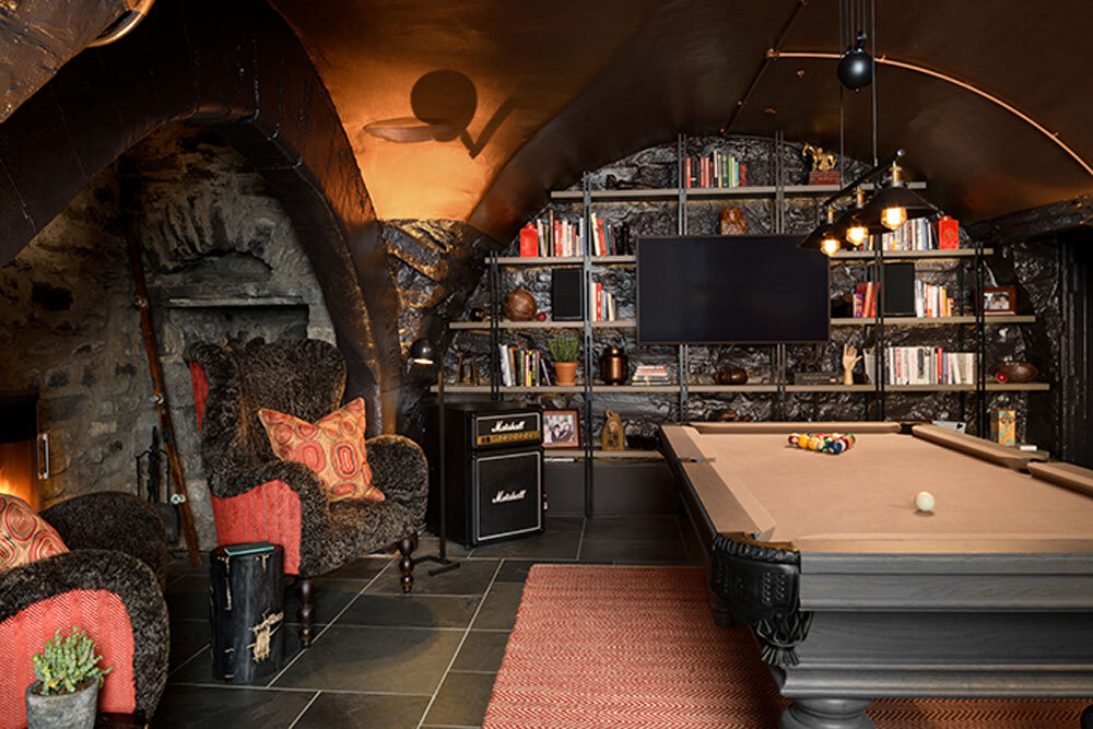 Pool table with sofas