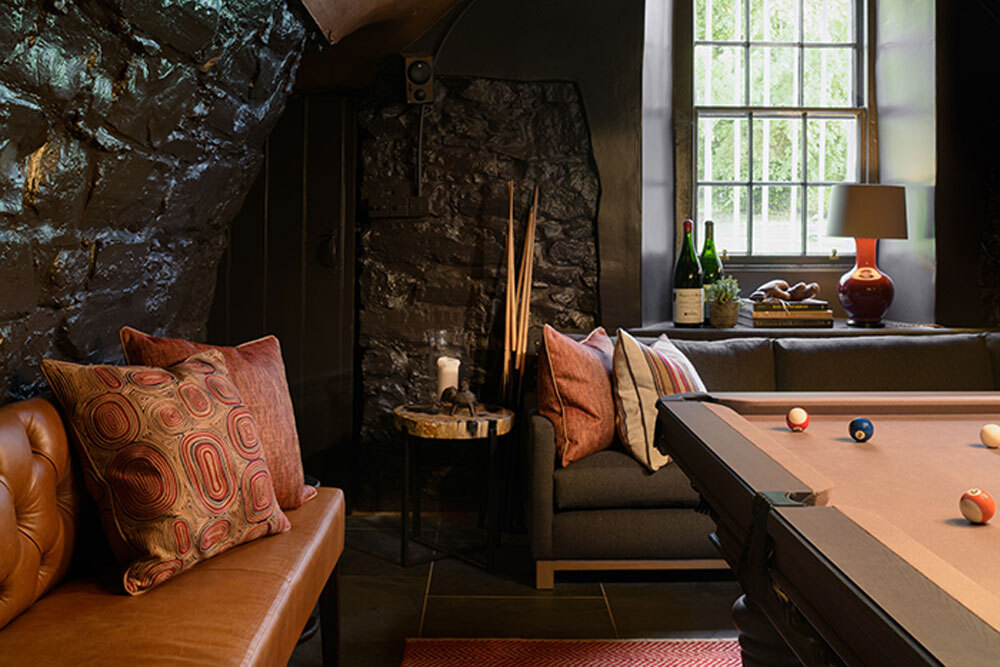 Pool table with sofas