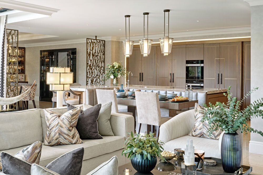 Open plan living room and kitchen