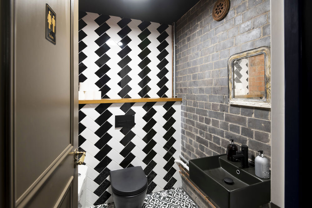 Toilet and sink in bathroom