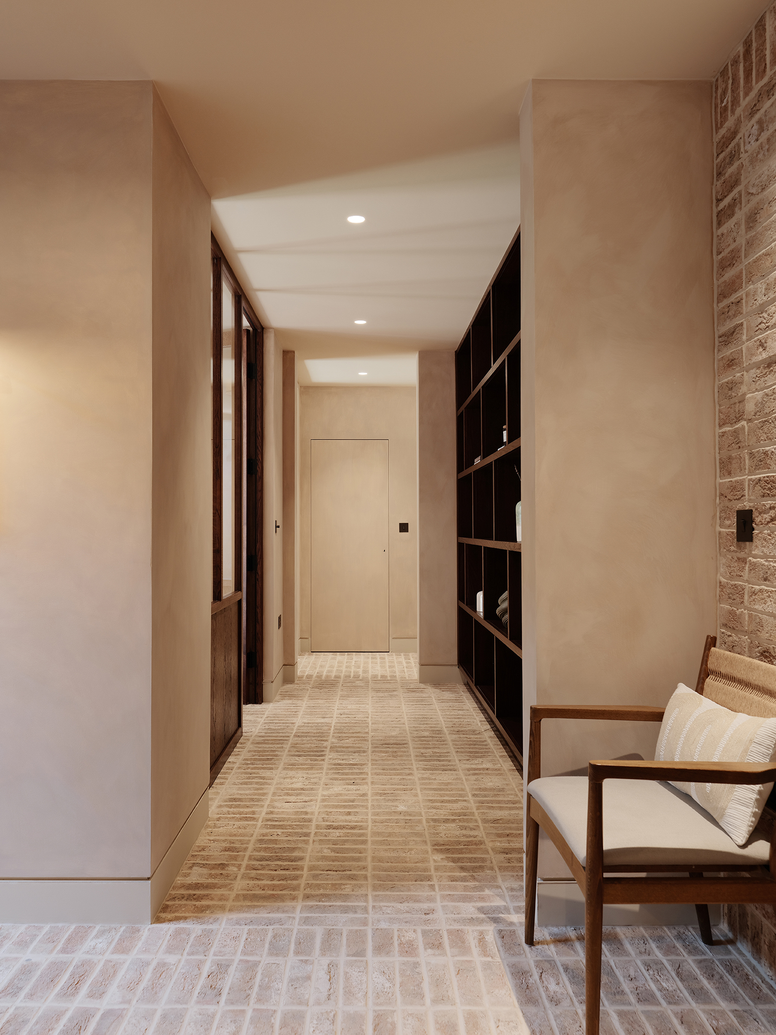 Concrete walls with a brick slip floor