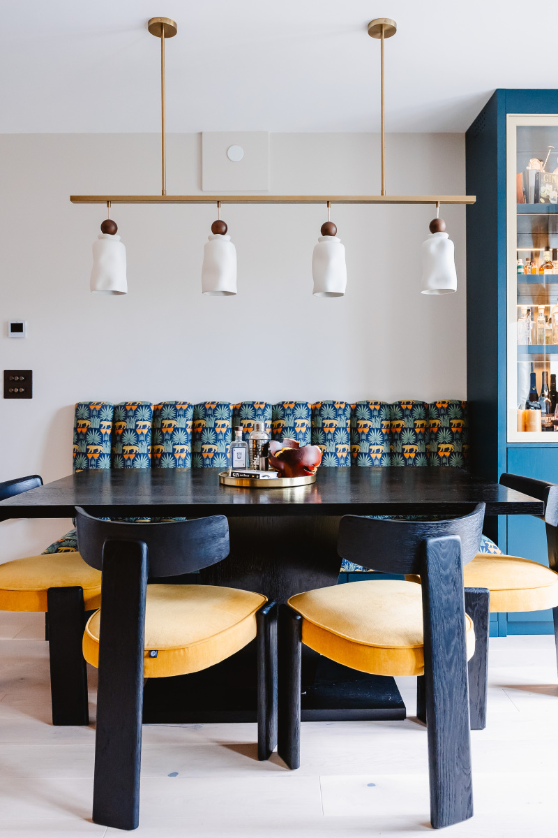 Bespoke banquette and bar interior design Wandsworth Town by Speaking of Interiors
