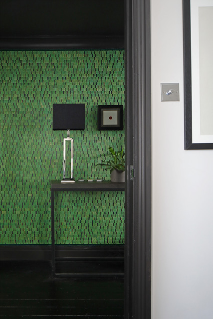 Hall with woven waterlily wallcovering