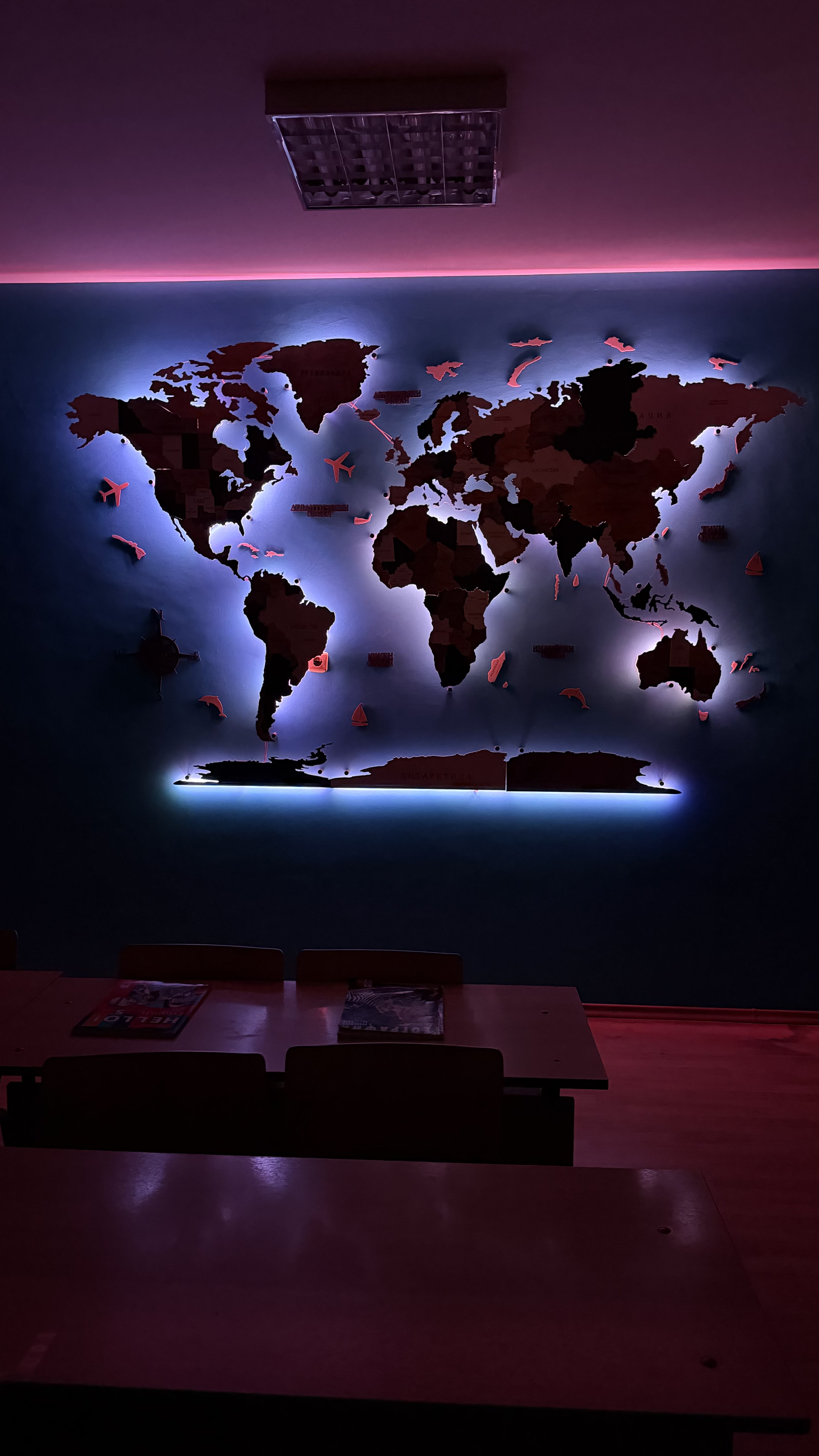 3D Wooden World Map with LED Backlight 