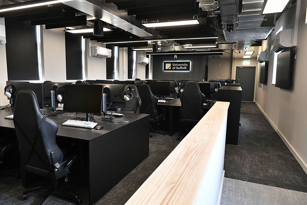 Banks of desks