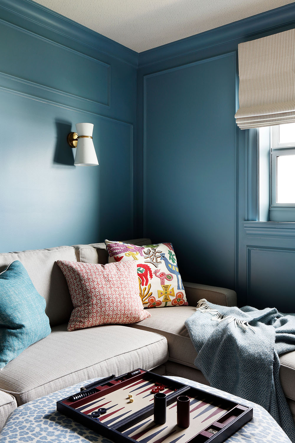 Bedroom with blue walls