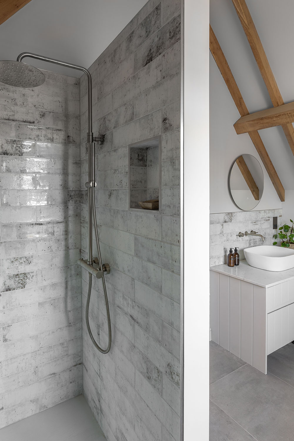 Shower room in attic
