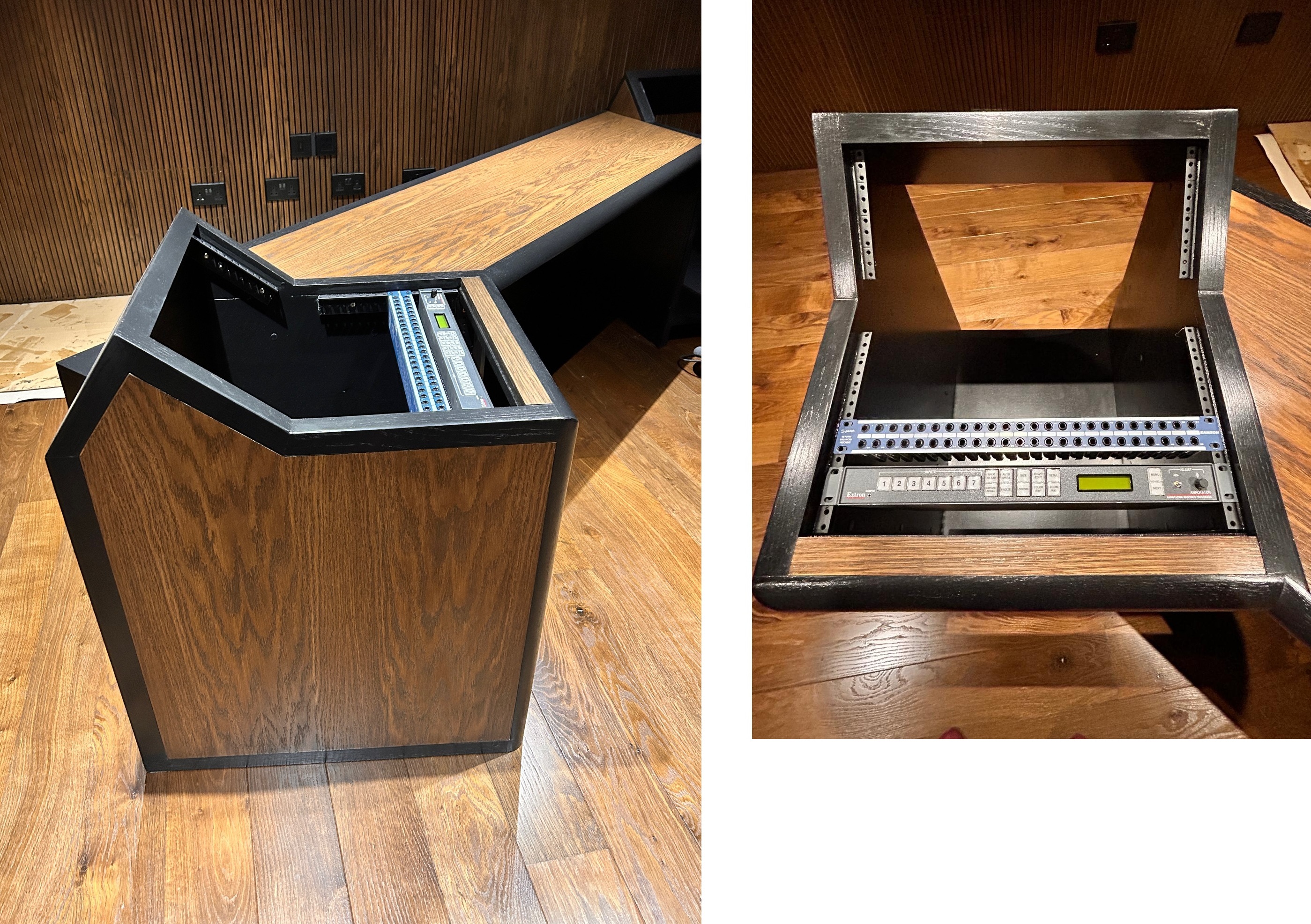 Recording studio mixing desk rack space.