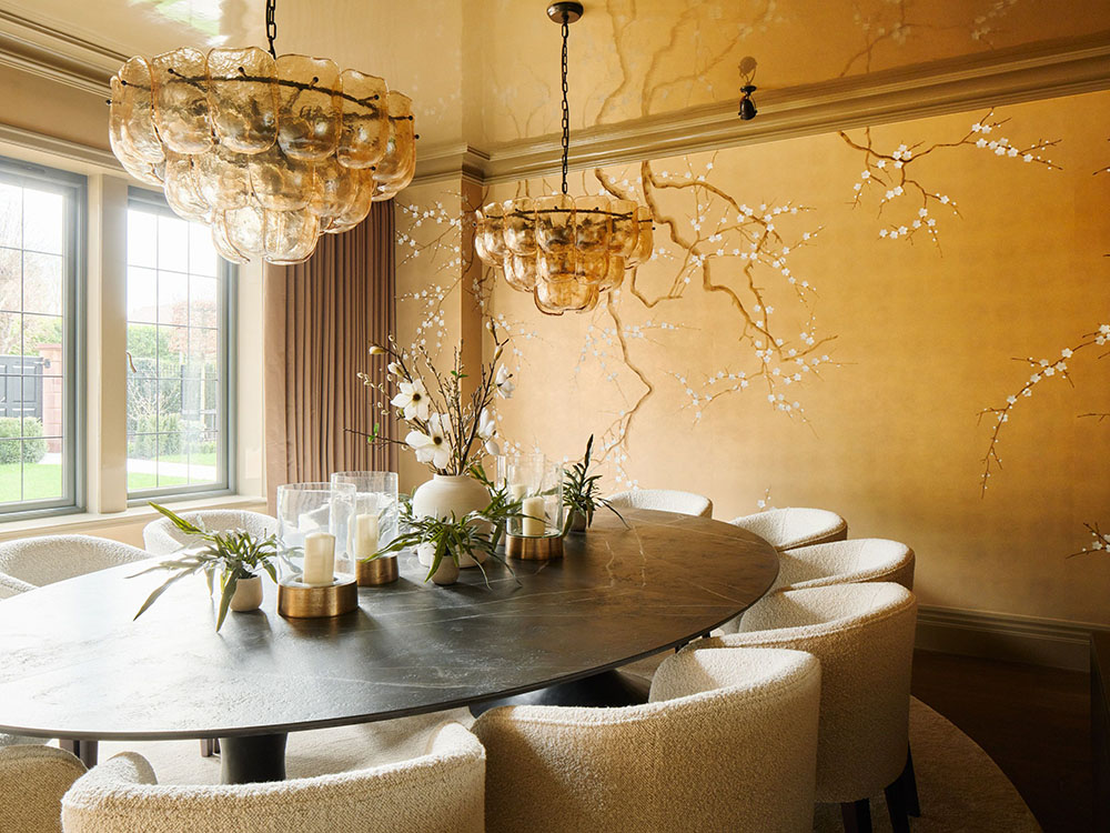 Circular table and feature lighting