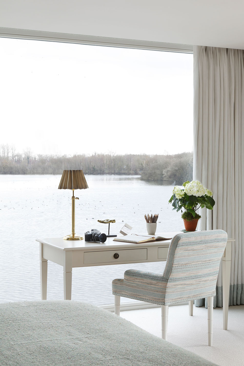 Desk overlooking lake