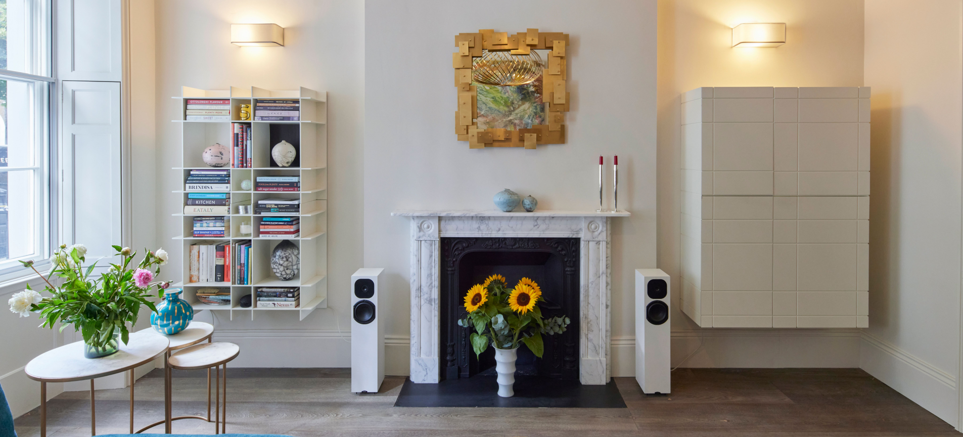 Fireplace and furniture