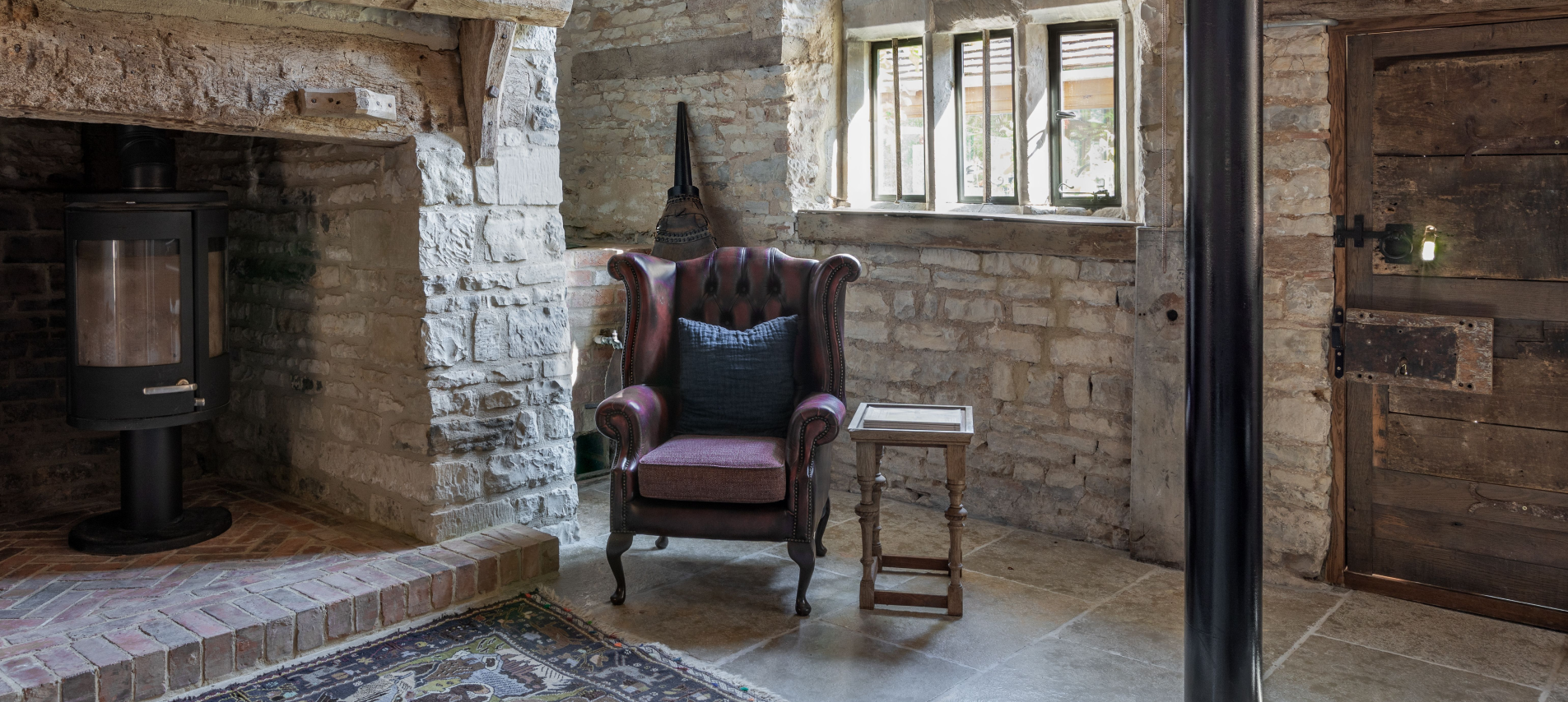 Armchair by fire