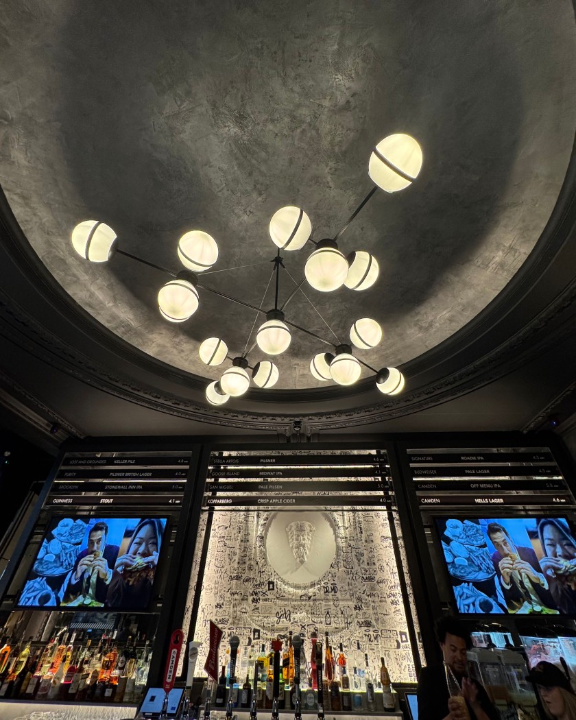 Moon art over bar