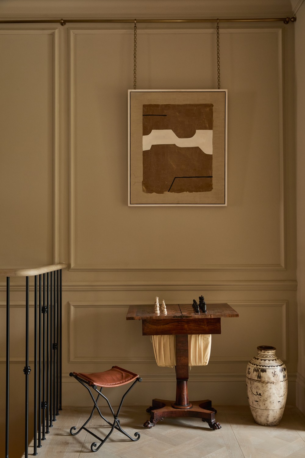 Panelling with art and sculpture