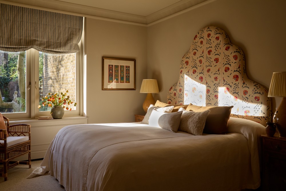 Pink bed in sunlight