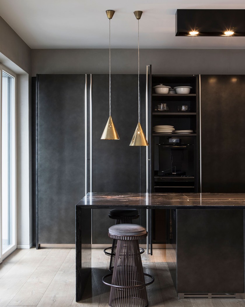 Kitchen with pendants